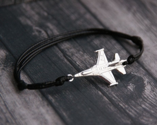 bransoletka z samolotem F16 ze srebra