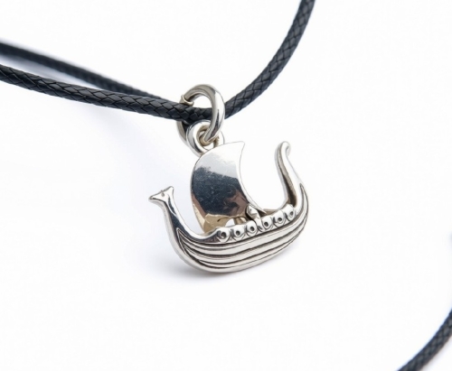 zawieszka drakkar vikingów, srebro 925