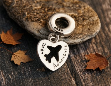 charms do bransoletki dla podróżniczki z samolotem, srebro 925